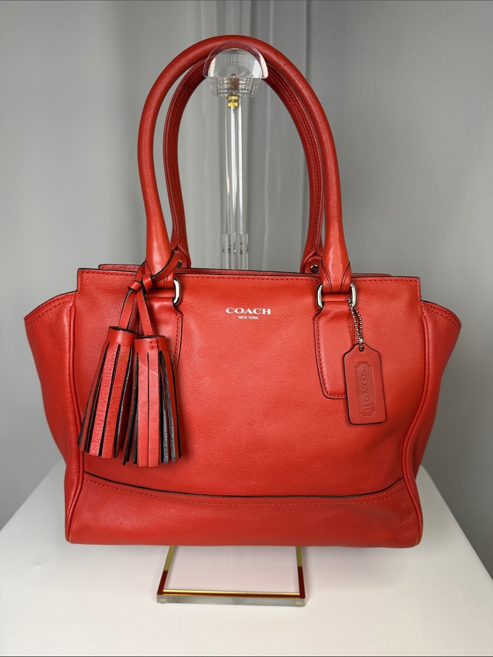 COACH Legacy Medium Candace Carryall Leather Tote Carnelian Red 24201